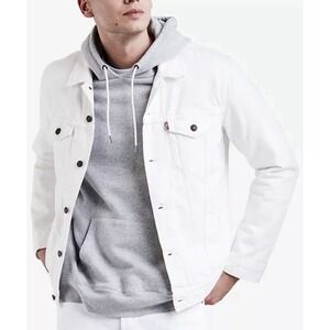 Levi's Trucker White Denim Jacket Men's Small New Red Tag